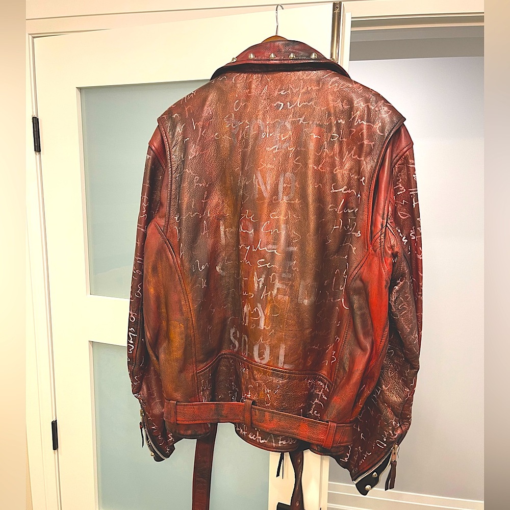 Custom Christian Benner Leather Jacket – Distressed Red Design